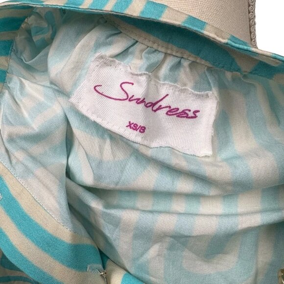 NWT Sundress Turquoise Blue Balloon Sleeve Seychhelles Cropped Top Fits XS - L - Picture 6 of 10